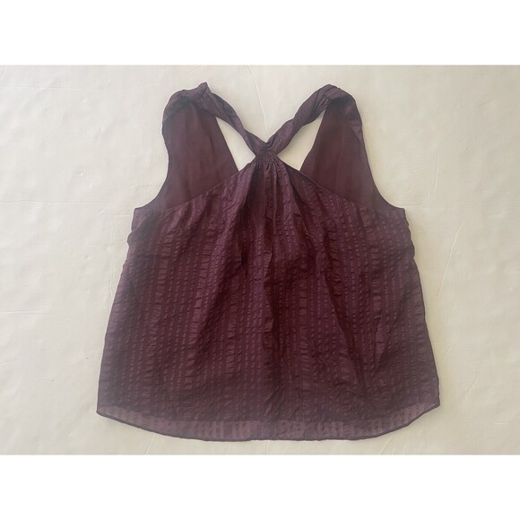 FRAME Draped Textured 100% Silk Halter Top in Cabernet Purple Sz XS NWT - Picture 8 of 8